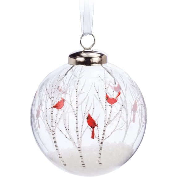 Abbott Collection Cardinal in Trees Glass Ball Ornament 2.75 Inch