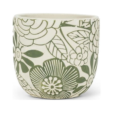 Abbott Collection 27-BERKELEY-563-MD Medium Hippie Flower Planter, Ivory/Green