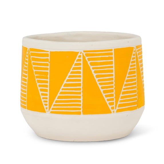 Abbott Collection 27-Batik-YLW-LG Large Etched Planter, Yellow