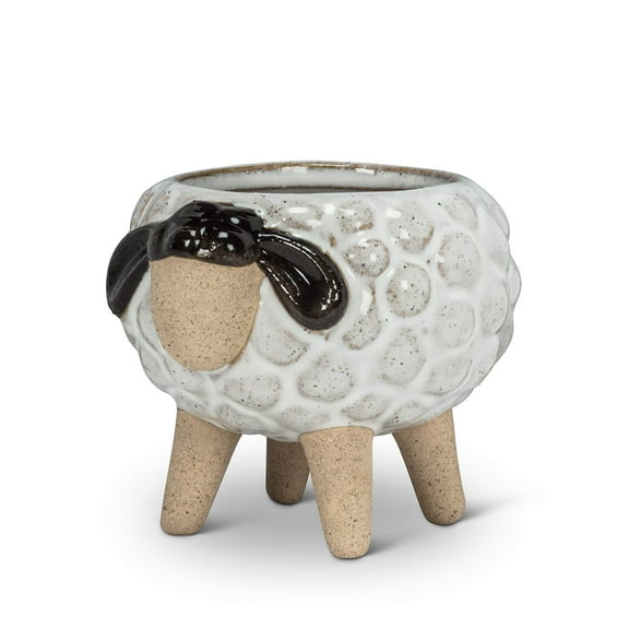 Abbott Collection 27-CRITTER-827-LG Large Sheep on Legs Planter, White/Black