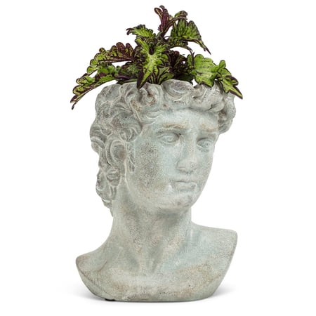 Abbott Collection 27-DAVID-580-MD Medium Male Head Planter, Grey