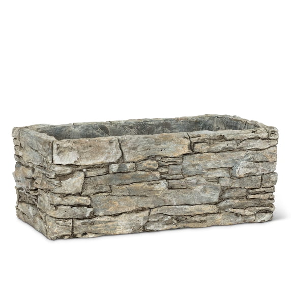 Abbott Collection 27-HADRIAN-633-MD Md Rect Stack Stone Planter-5x10 L, Grey