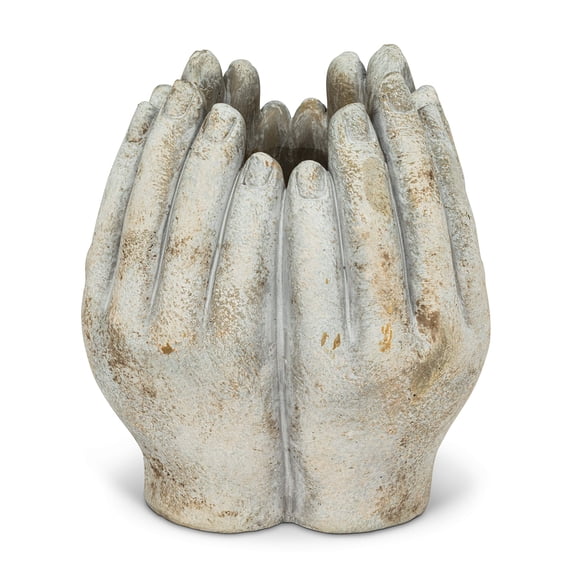 Abbott Collection 27-HANDS-240-SM Sm Tall Hands Planter-7" H, 7 inches H, Grey