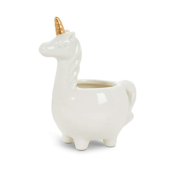 Abbott Collection 27-MINIKIN-386 Small Unicorn on Legs Planter, White/Gold