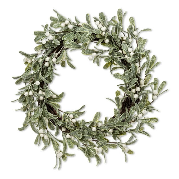 Abbott Collection 27-MISTLETOE-221 Frost Mistletoe Wreath, Green/White