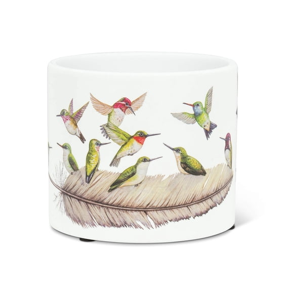Abbott Collection 27-PL-WR-02-SM Small Hummingbirds Planter, 4.5 inches D, White