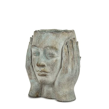 Abbott Collection 27-PONDER-204-LG Head in Hands Planter, Grey