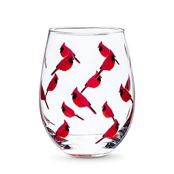 Abbott Collection Cardinal Stemless Wine Goblet, 5" H (14oz), Clear/Red