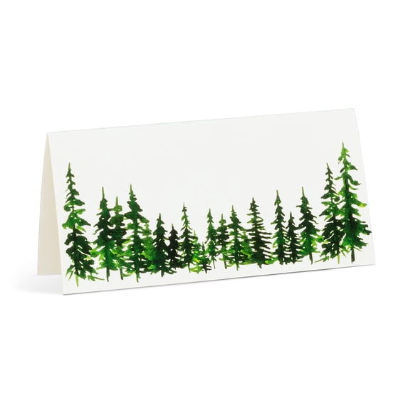 Abbott Collection 27 Tree Evergreen Folded Placecards. 12 Pieces, White/Green