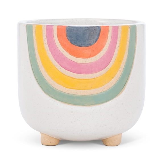 Abbott Collection 27-VIBE-735-LG Large Rainbow Planter with Legs, White/Multi