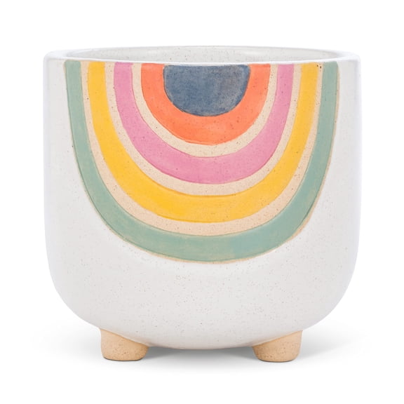 Abbott Collection 27-VIBE-735-LG Large Rainbow Planter with Legs, White/Multi