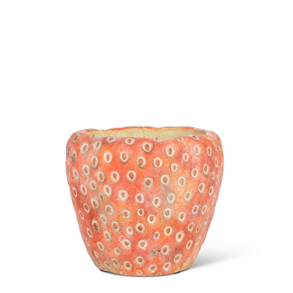 Abbott Collection 5” x 5” x 5” Strawberry Shape Red Cement Planter with Durable Features