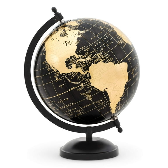 Abbott Collection 57-LATITUDE-10 Globe on Stand-Blk/Gold-11 H, 11 inches high, Black/gold