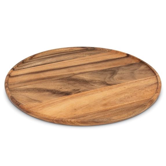 Abbott Collection 75-WOODWORK-20 Round Tray with Lip, 17 inches D, Brown