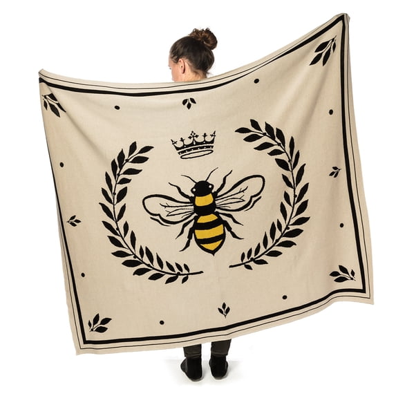 Abbott Collection 91-WARMTH-05 Bee in Crest Knit Throw, 50x60 inches W