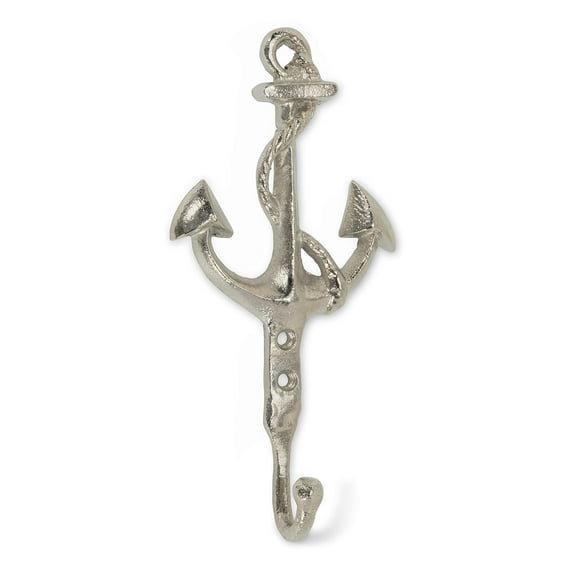 Abbott Collection 92-MARINE-223 Anchor Single Hook-Nickel-8" H, 8 inches H, Nickle Plated