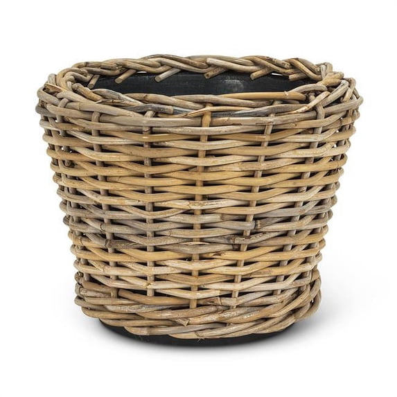 Abbott Collection AB-22-DRYPOT-0318 14 in. Plastic & Rattan Woven Planter, Natural - Large