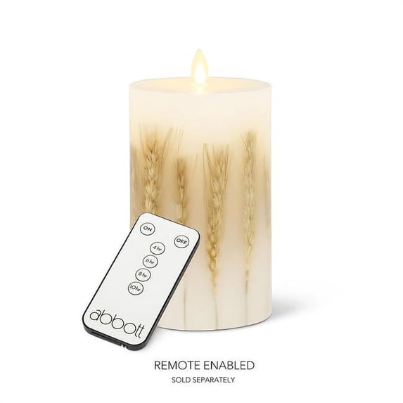 Abbott Collection AB-24-4624 6 in. Reallite Wheat Candle, Ivory & Gold - Medium