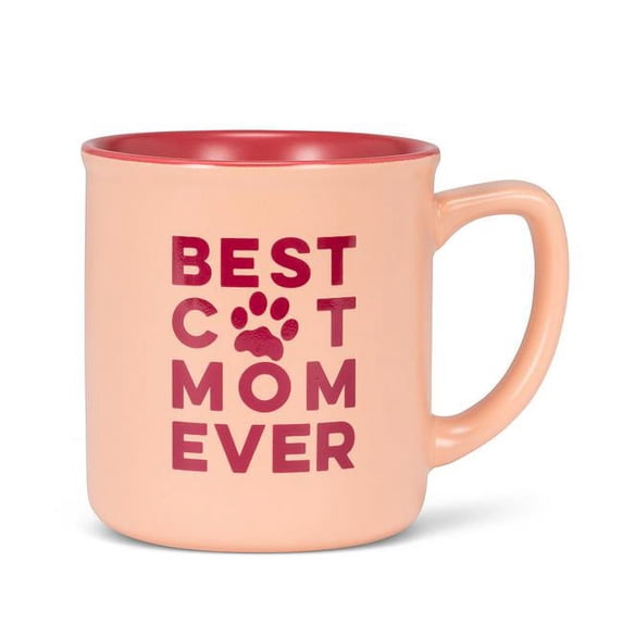 Abbott Collection AB-27-2TONE-102 4 in. Best Cat Mom Mug, Pink & Red