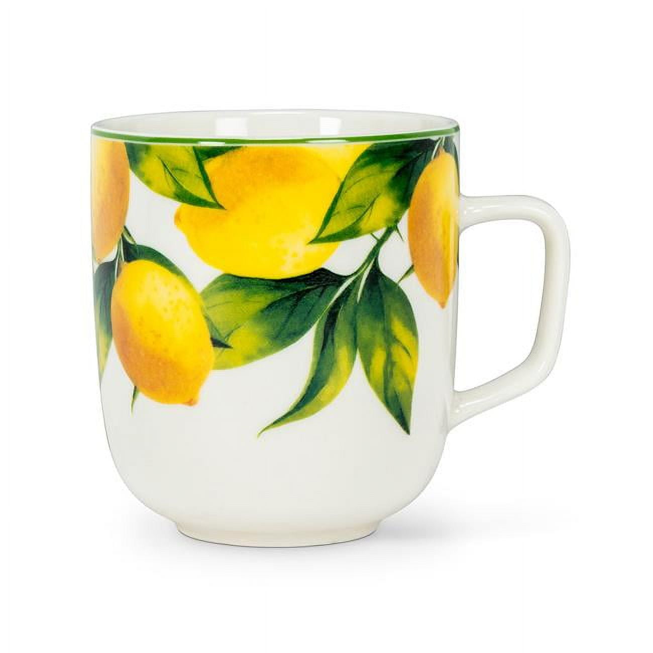 Abbott Collection AB-27-AMALFI-MUG 4 in. Lemon Tree Wide Mug, White & Yellow