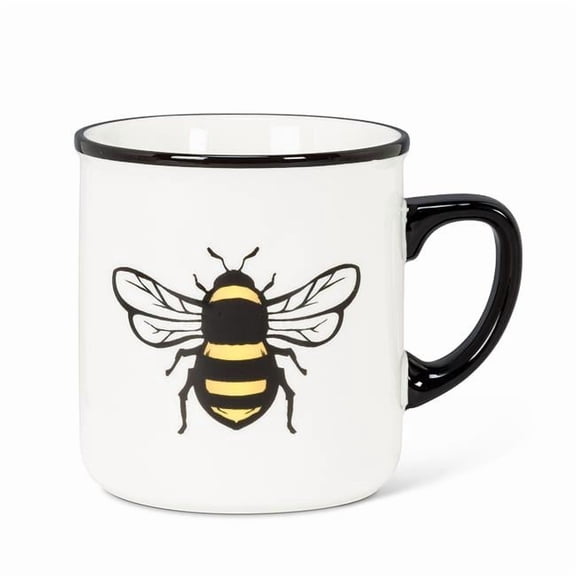 Abbott Collection AB-27-BUZZ-MUG 4 in. Bee Rimmed Mug, White & Black