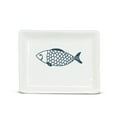 thumbnail image 1 of Abbott Collection AB-27-CORFU-550 6 in. Stoneware Fish Plate, White & Blue - Small, 1 of 1