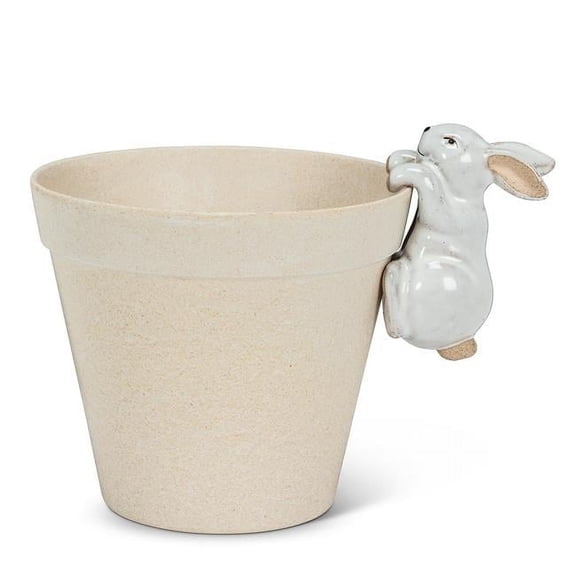 Abbott Collection AB-27-CRITTER-183 3.5 in. Climbing Bunny Pot Hanger, White