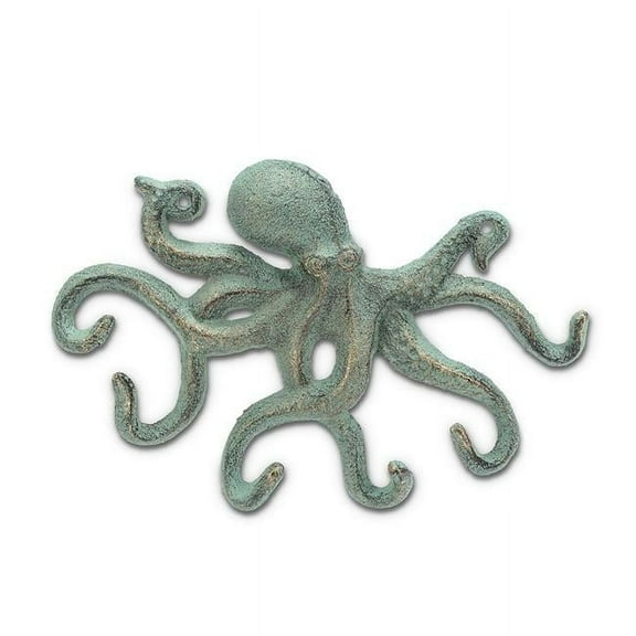 Abbott Collection AB-27-FOUNDRY-1927 10 in. Octopus Wall Hook, Verdigris - Large
