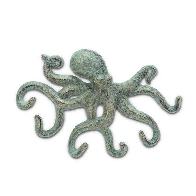 Abbott Collection AB-27-FOUNDRY-1927 10 in. Octopus Wall Hook,  Verdigris - Large 