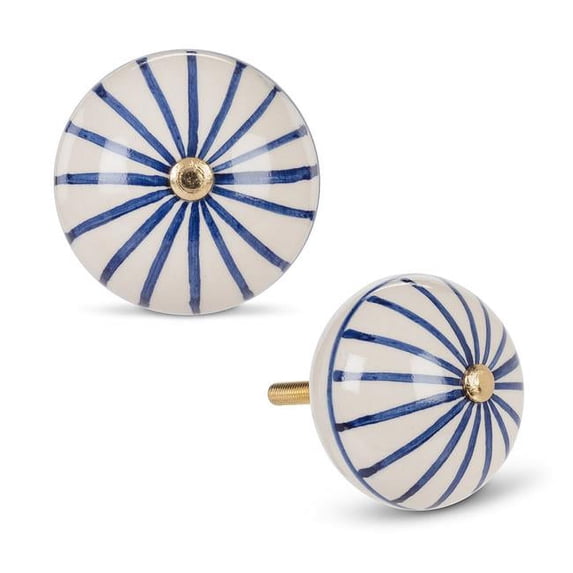 Abbott Collection AB-27-HOME-52 1.75 in. Stripe Ball Knob, White & Navy