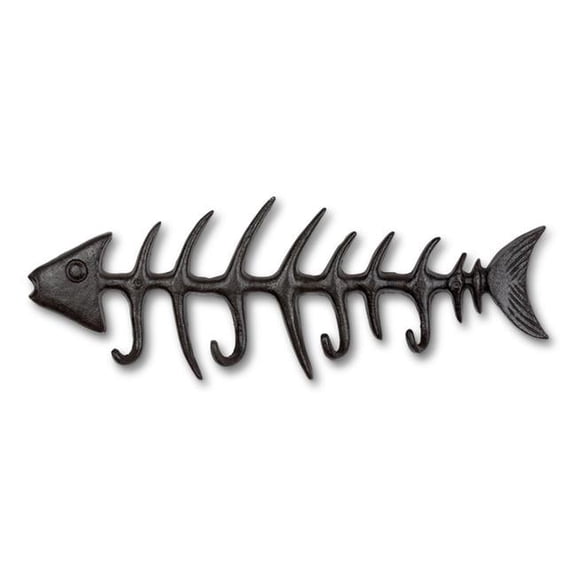 Abbott Collection AB-27-IRONAGE-236 18 in. Fish Bone Wall Hook, Dark Brown - Large