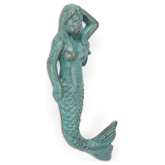 Abbott Collection AB-27-IRONAGE-288 6 in. Mermaid Wall Hook, Verdigris