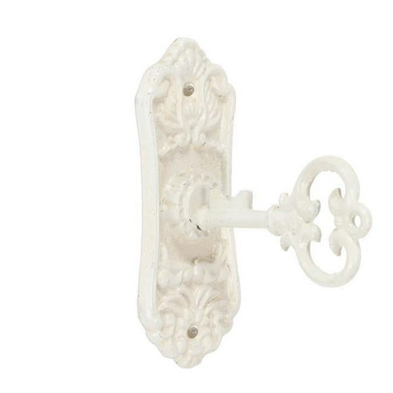 Abbott Collection AB-27-IRONAGE-289 6 in. Key & Plate Wall Hook, Antique White