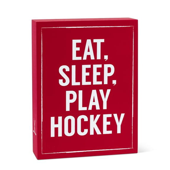 Abbott Collection AB-27-JUSTSAYIN-406 6 x 8 in. Eat Sleep Hockey Block, Red