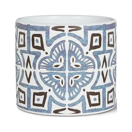 Abbott Collection AB-27-PARADE-865-SM 4.5 in. Tile Pattern Planter, White & Blue - Small