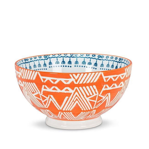 Abbott Collection AB-27-RAMEN-246 6 in. Porcelain Deep Bowl, Orange & Blue