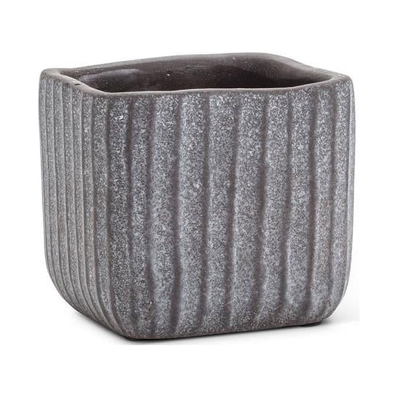 Abbott Collection AB-27-RIPPLE-SM-BLK 3.5 sq. in. Cement Ridge Planter, Black - Small