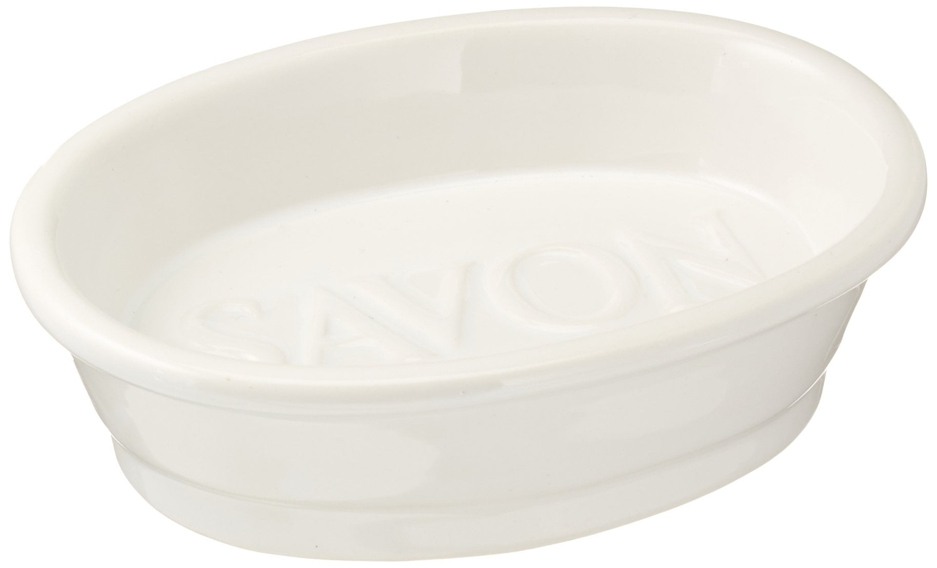 White Ceramic Oval Savon Soap Dish, 5 Inches