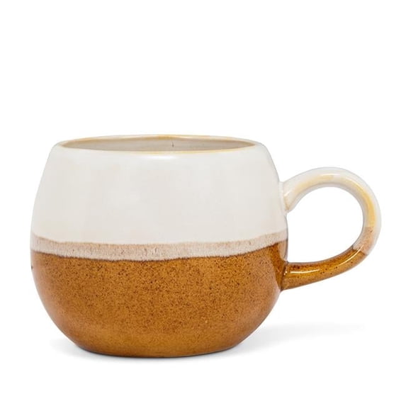 Abbott Collection AB-27-TRIO-WHT 3.5 in. Stoneware Ball Mug, White & Brown