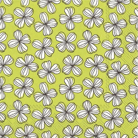 Abbott Collection AB-89-LPN-DP-927 6.5 sq. in. Luncheon Graphic Flower Napkin, Lime Green