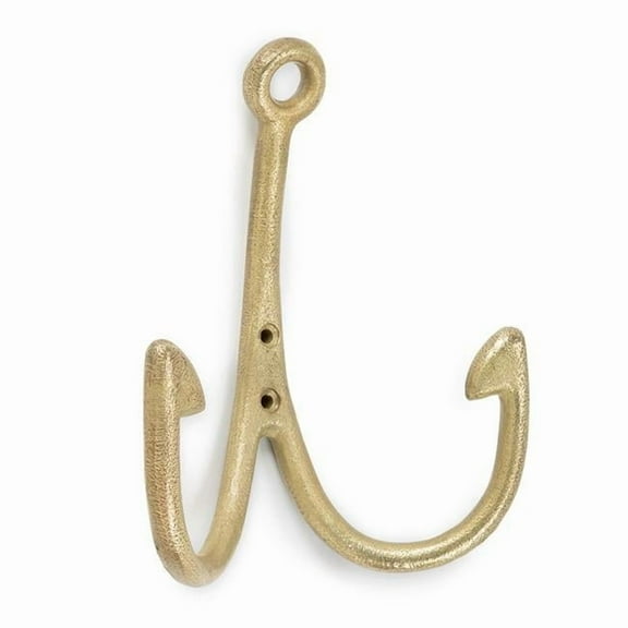 Abbott Collection AB-92-BARB-HOOK 6.25 in. Fish Wall Hook Double Wall Hook, Antique Gold