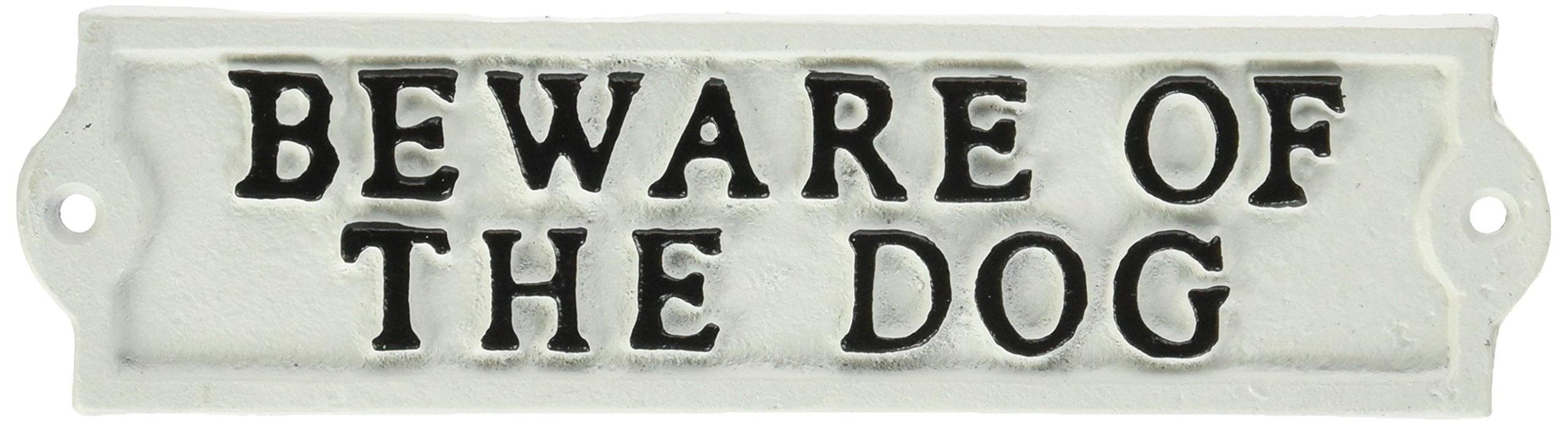 Ivory Cast Iron Rectangular Beware of Dog Sign