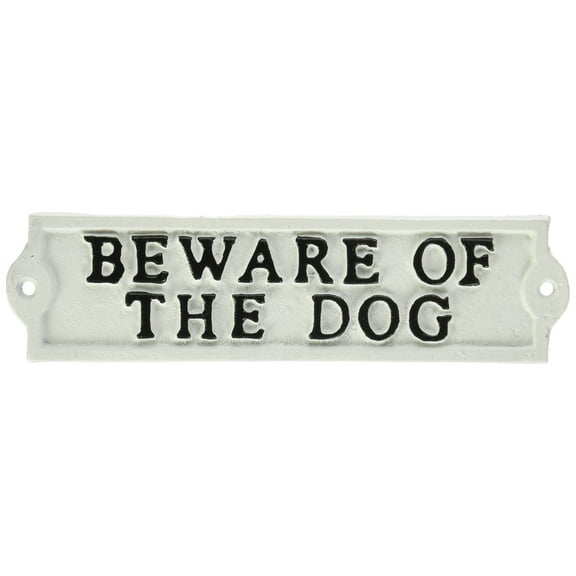 Abbott Collection "Beware Of The Dog" Ivory Cast Iron Sign