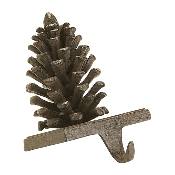 Abbott Collection Cast Iron Pinecone Stocking Holder, Dark Brown