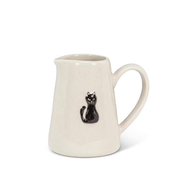 Abbott Collection Cat Mini Jug, 5-Ounce, Stoneware, Ivory/Black