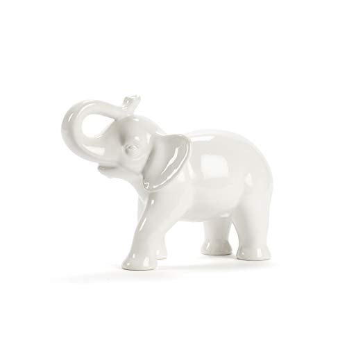 Abbott Collection Ceramic Elephant Figurine, White (Medium)