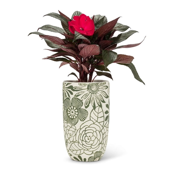 Abbott Collection Home 27-BERKELEY-562-SM Small Hippie Flower Vase, Ivory/Green
