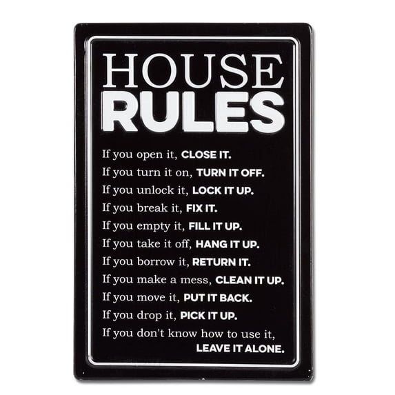 Abbott Collection House Rules Wall Sign
