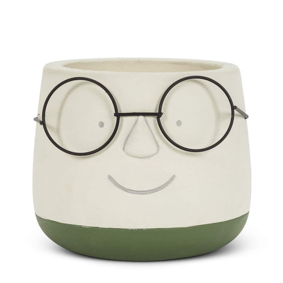 Abbott Collection Large Face Planter with Glasses-6" D