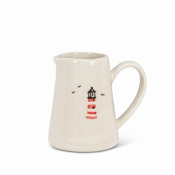 MDR Trading AB-27-SMIDGE-LIGHT-Q01 Lighthouse Mini Jug, Ivory & Red